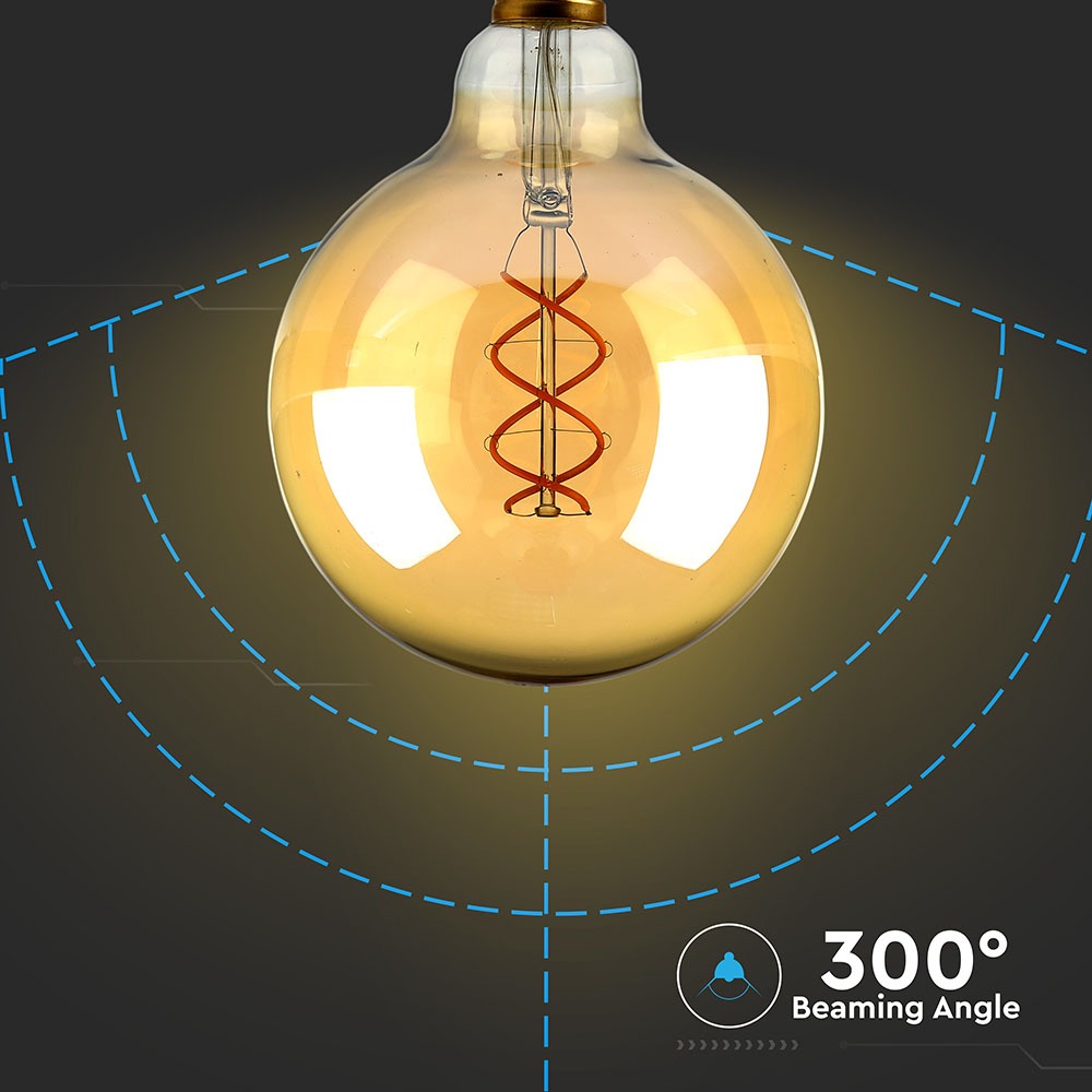 5W G125 Żarówka LED Filament Globe / Barwa:2200K / Klosz: Bursztynowy / Trzonek: E27