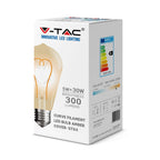 5W ST64 Żarówka LED Filament-Deko / Barwa:2200K / Klosz: Bursztynowy / Trzonek: E27