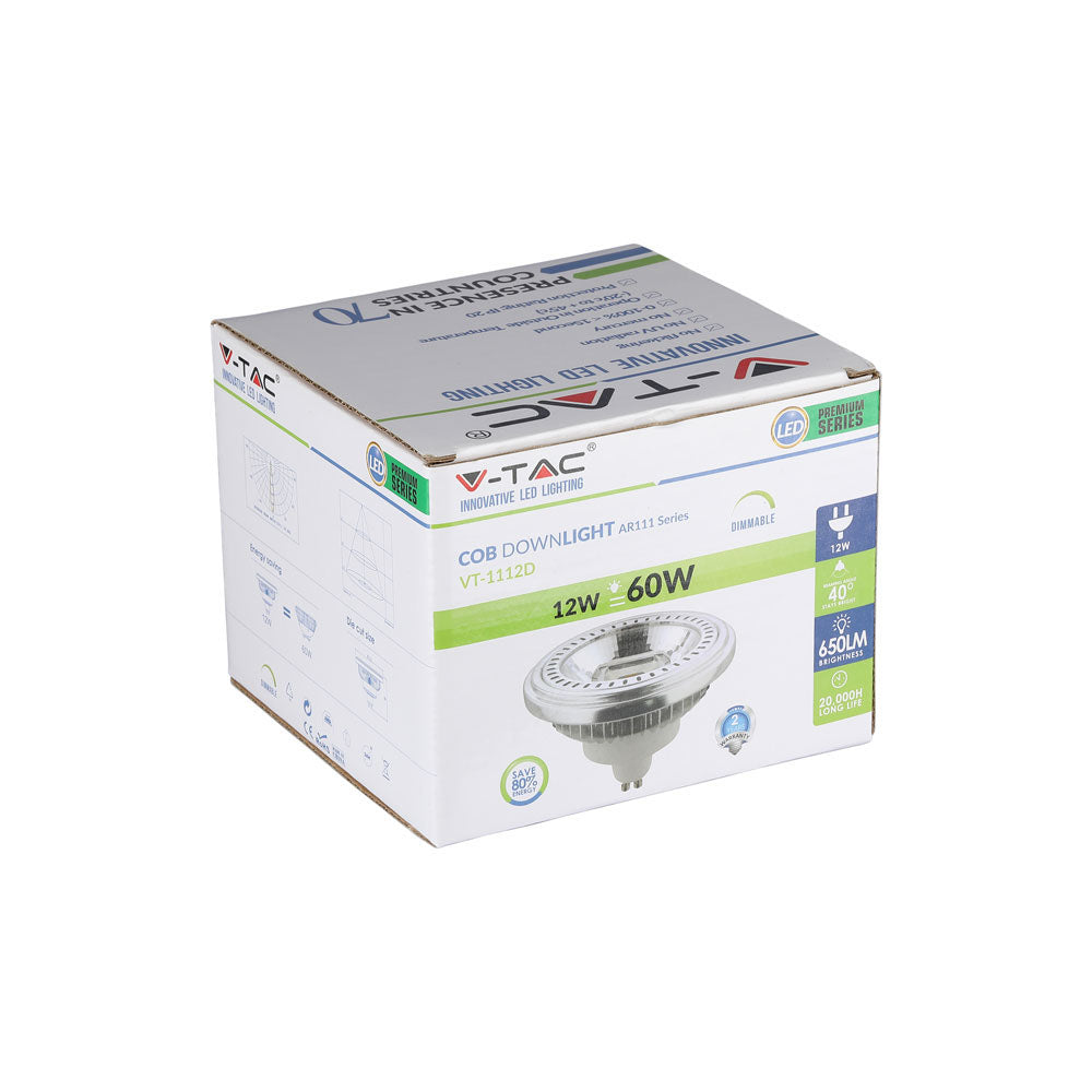 12W AR111 LED SPOTLIGHT / Barwa:4500K / Trzonek:GU10 / Ściemniana
