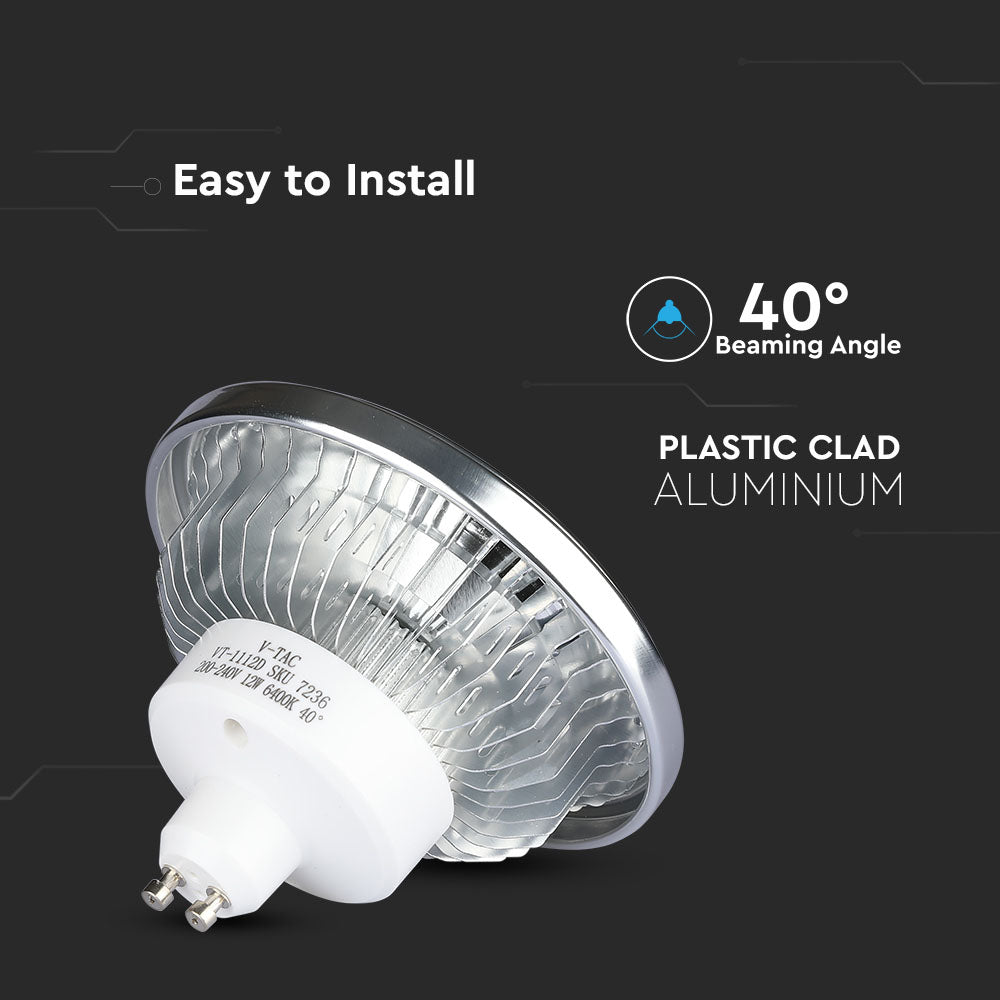 12W AR111 LED SPOTLIGHT / Barwa:3000K / Trzonek:GU10 / Ściemniana
