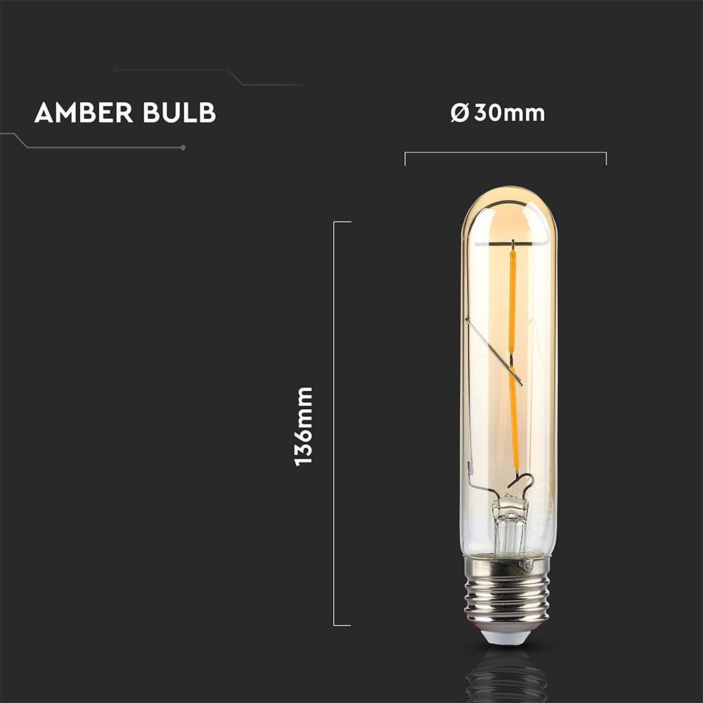 2W T30 Żarówka LED Filament / Klosz: Bursztynowy / Barwa:2200K / Trzonek:E27