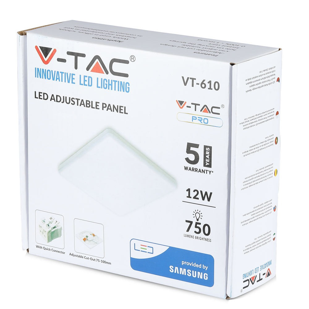 12W Panel LED / Chip SAMSUNG / Barwa:4000K / Kwadrat
