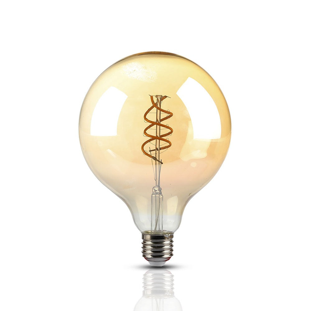 6W G125 Żarówka LED Filament 2xSpieral / Klosz Bursztynowy / Barwa:2200K / Trzonek:E27