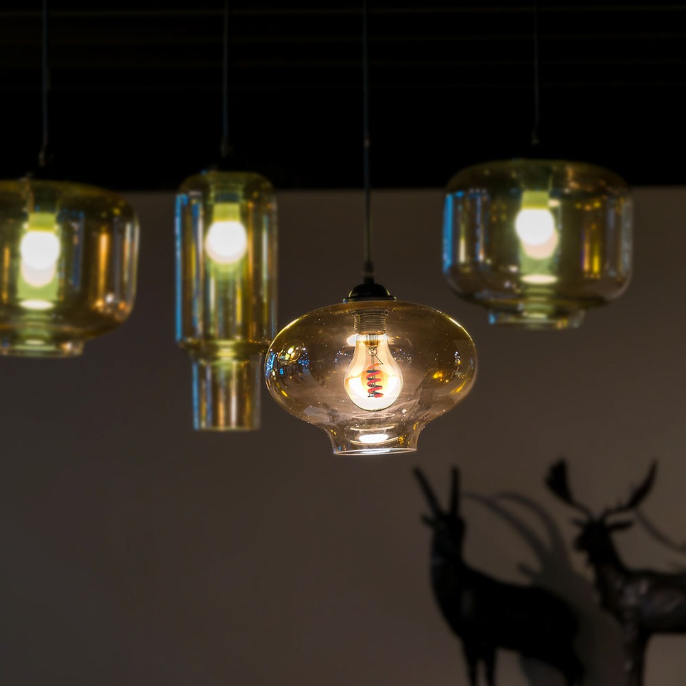 4W Żarówka LED Filament - Spiralna / Klosz: Bursztynowy / Trzonek:E27 / Barwa:2200K