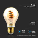 4W Żarówka LED Filament - Spiralna / Klosz: Bursztynowy / Trzonek:E27 / Barwa:2200K