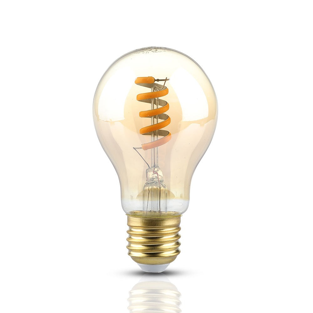 4W Żarówka LED Filament - Spiralna / Klosz: Bursztynowy / Trzonek:E27 / Barwa:2200K