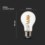 4W Żarówka LED Filament - Spiralna / Klosz: Transparentny /Trzonek:E27 / Barwa:2700K
