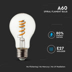 4W Żarówka LED Filament - Spiralna / Klosz: Transparentny /Trzonek:E27 / Barwa:2700K