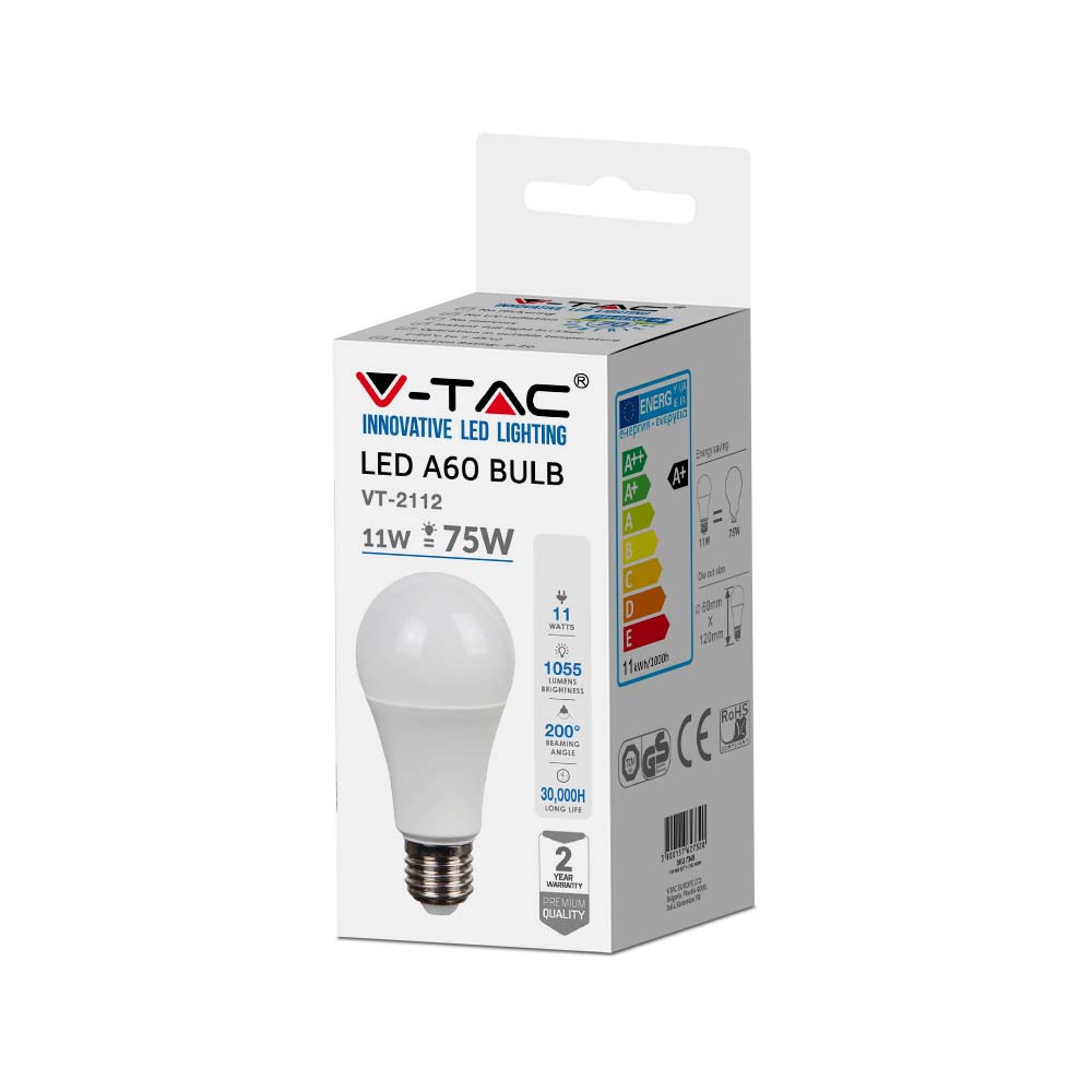 11W A60 Żarówka LED / Barwa:6400K / Trzonek: E27
