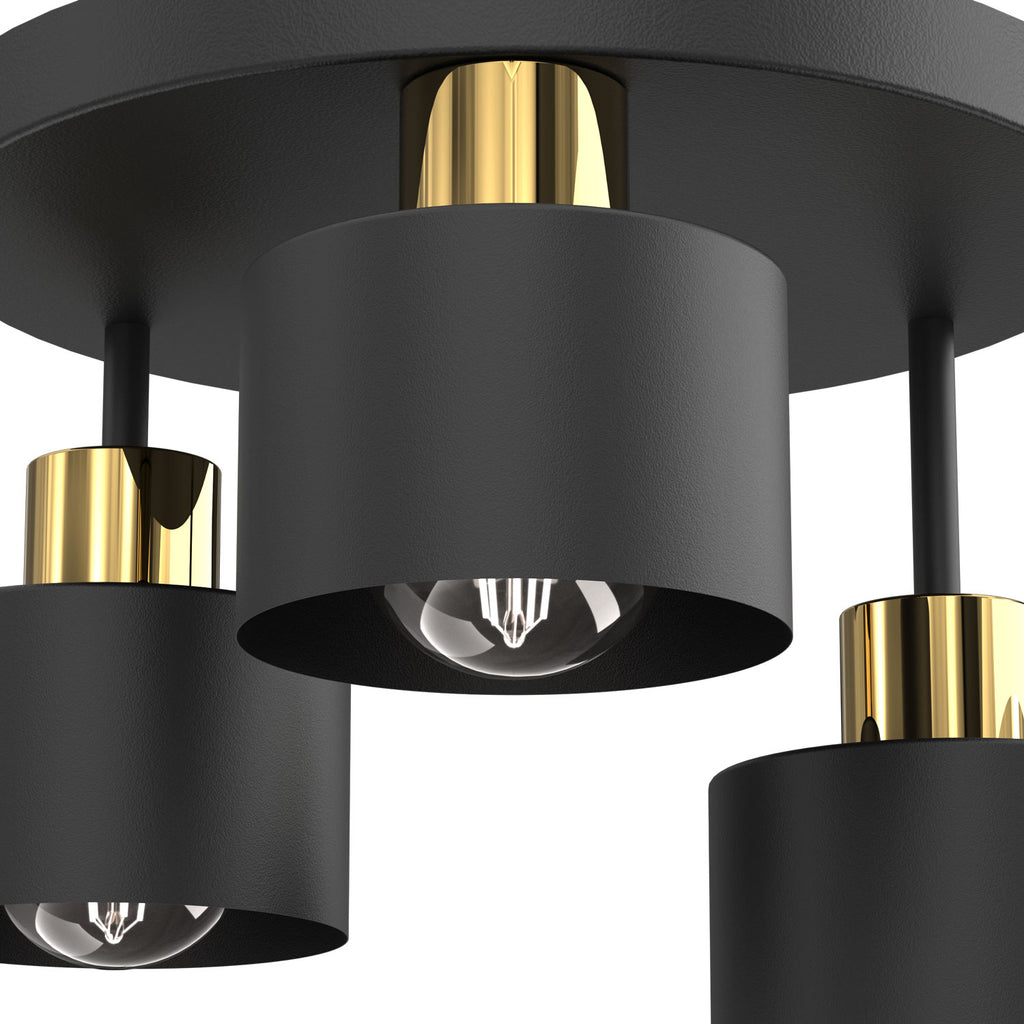 plafon Parkla klosz metal black/gold 3xE27