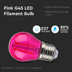 2W G45 Żarówka LED Filament / Różowy / Trzonek:E27
