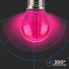 2W G45 Żarówka LED Filament / Różowy / Trzonek:E27