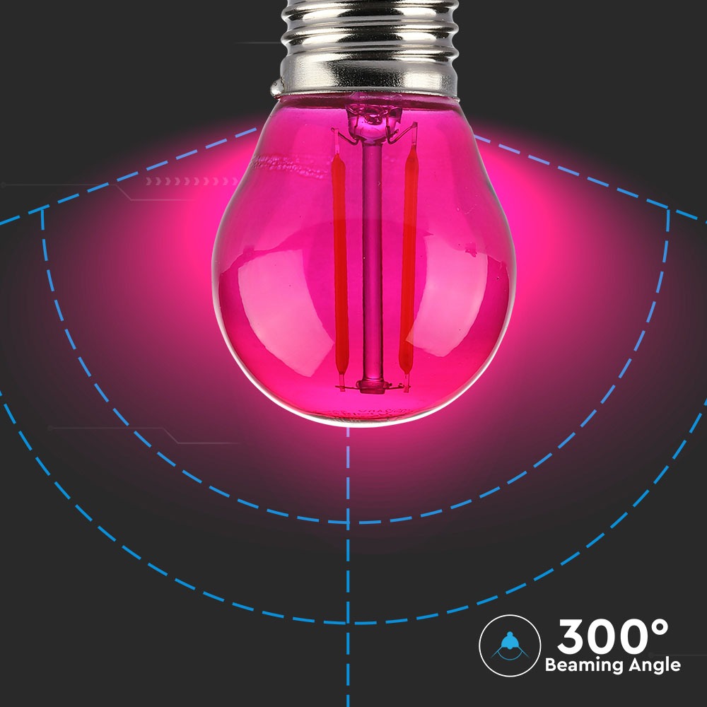2W G45 Żarówka LED Filament / Różowy / Trzonek:E27