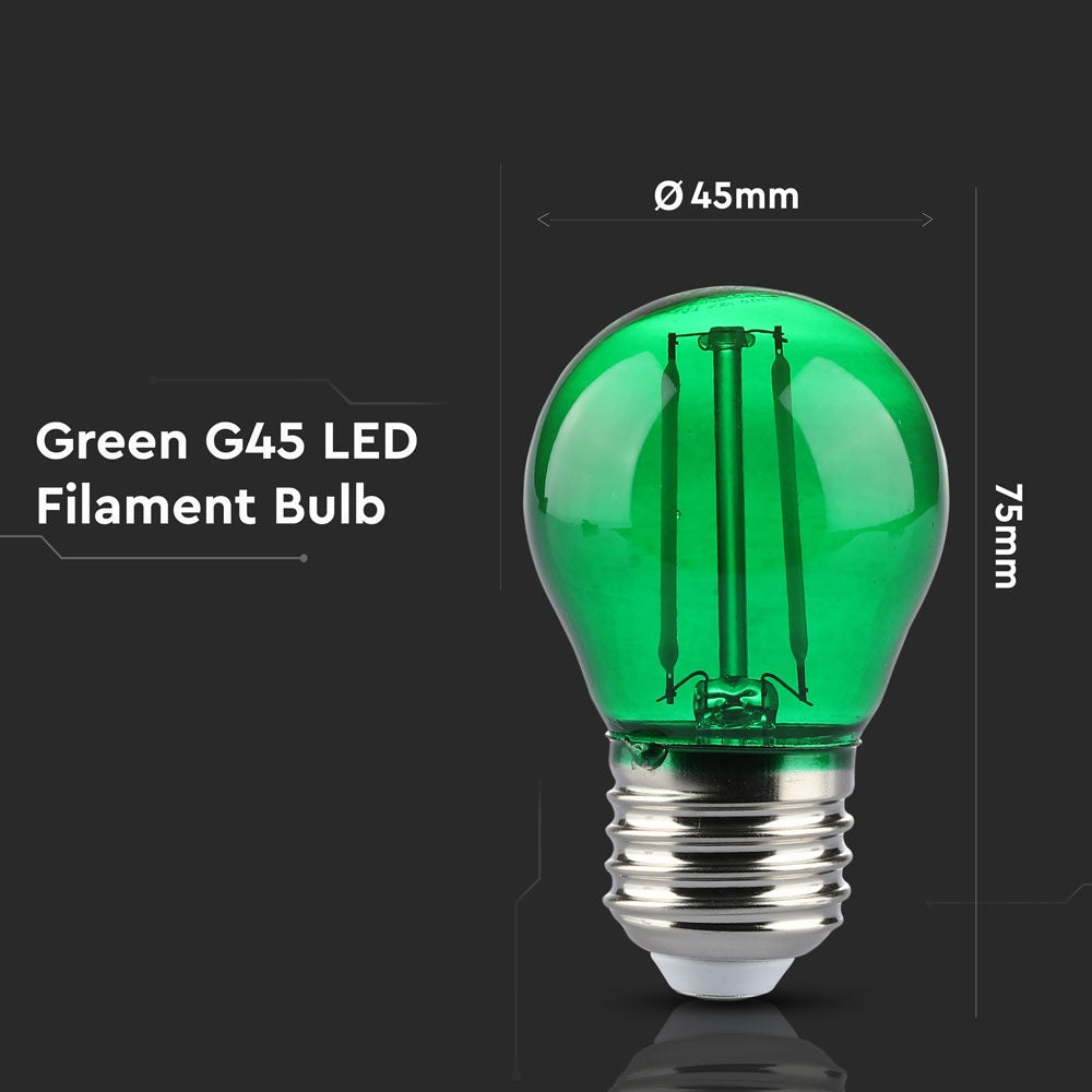 2W G45 Żarówka LED Filament / Zielony / Trzonek:E27