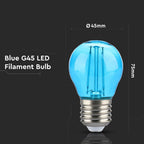 2W G45 Żarówka LED Filament / Niebieski / Trzonek:E27