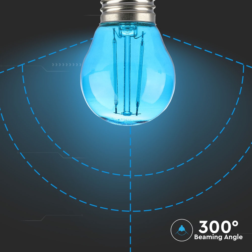 2W G45 Żarówka LED Filament / Niebieski / Trzonek:E27