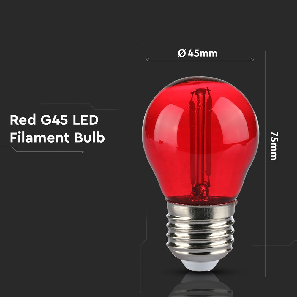 2W G45 Żarówka LED Filament / Czerwony / Trzonek:E27