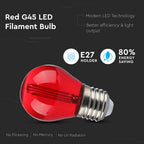 2W G45 Żarówka LED Filament / Czerwony / Trzonek:E27