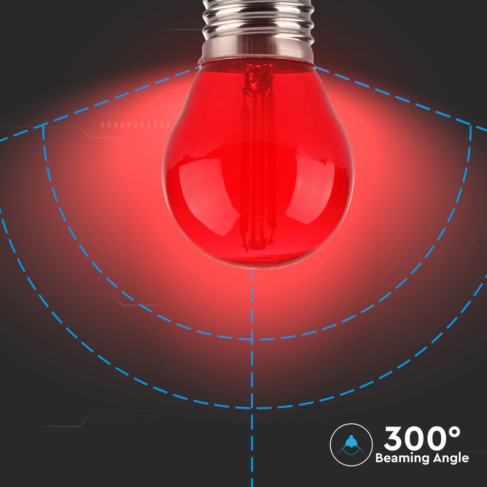 2W G45 Żarówka LED Filament / Czerwony / Trzonek:E27