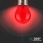2W G45 Żarówka LED Filament / Czerwony / Trzonek:E27