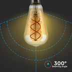 5W ST64 Żarówka LED Filament / Barwa:2200K / Klosz Bursztynowy / Ściemniana / Trzonek:E27