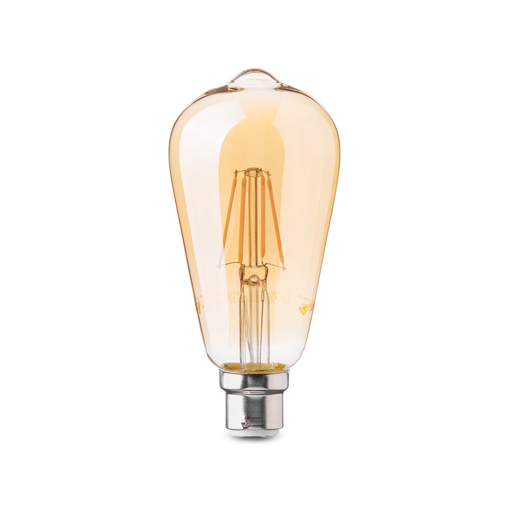 4W Żarówka LED Filament ST64/ Klosz Bursztynowy / Barwa:2200K / Ściemniana / Trzonek:B22