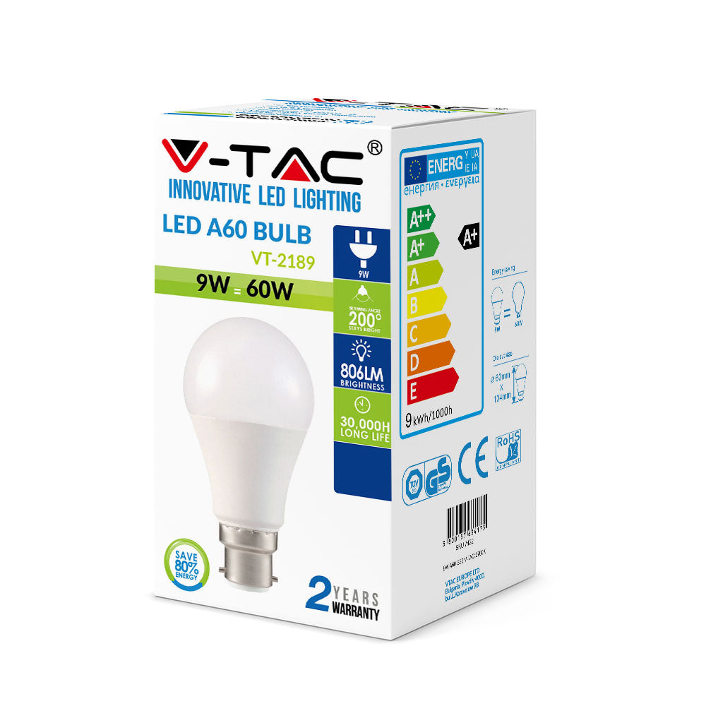 9W Żarówka LED A60 / Barwa:2700K / Trzonek:B22