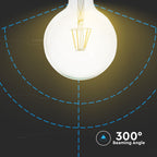 6W Żarówka LED G125 Filament / Barwa:6400K / Trzonek:E27