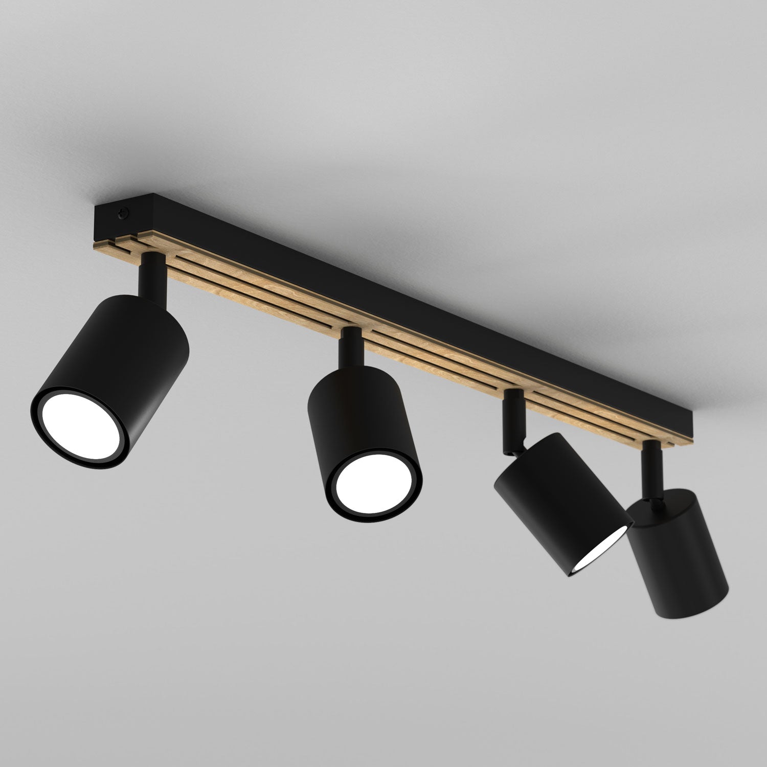 Spot Terra line 600 black/wood/black swivel 4xGU10 (Ceryfikat FSC 100%, SGSCH-COC-070615)