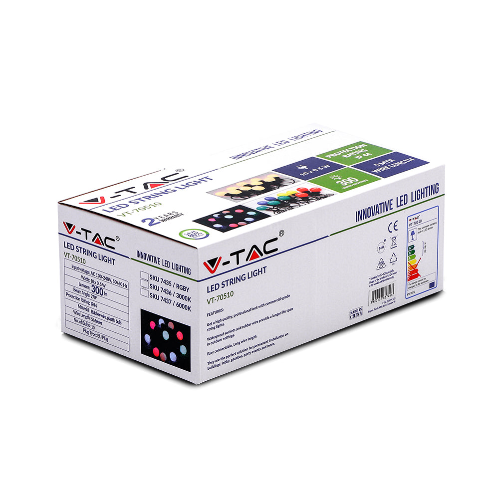 0.5W Girlanda LED / Długość: 5mb / Ilość żarówek: 10x0,5 / Kolorowe kulki