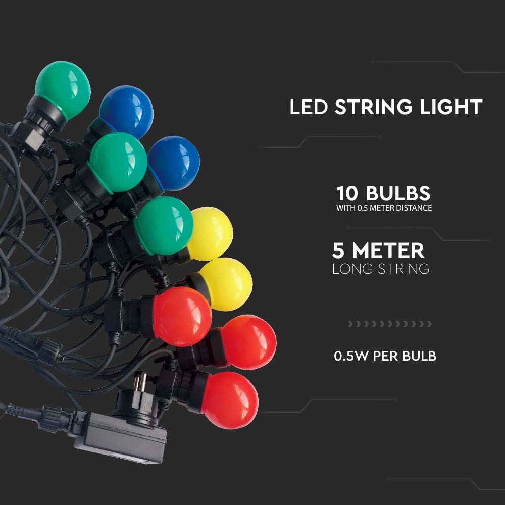 0.5W Girlanda LED / Długość: 5mb / Ilość żarówek: 10x0,5 / Kolorowe kulki