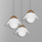 żyrandol Funda plate round dia 440 white/natural wood 3xE27