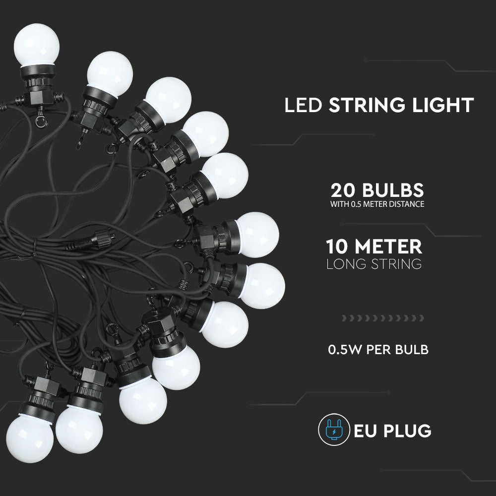 0.5W Girlanda LED / Długość: 10mb / Ilość żarówek: 20x0,5 / Barwa:3000K