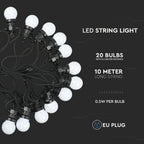 0.5W Girlanda LED / Długość: 10mb / Ilość żarówek: 20x0,5 / Barwa:3000K