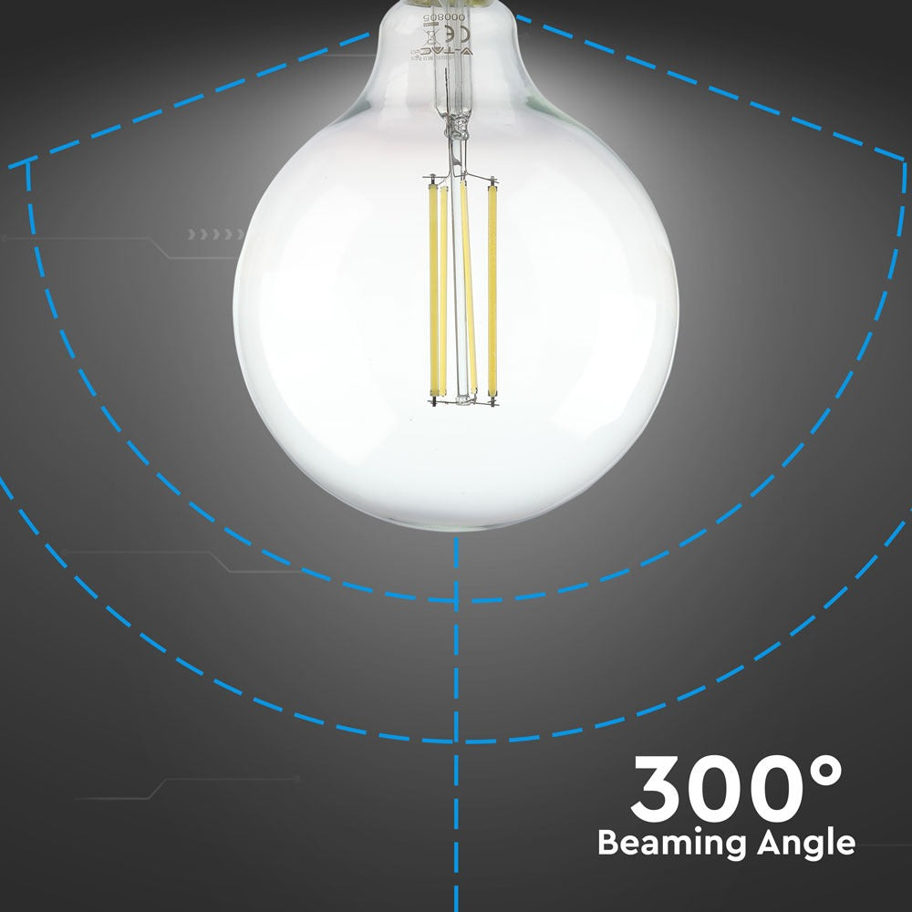 12.5W G125 Żarówka LED Filament / Klosz Transparentny / BARWA:3000K / Trzonek:E27