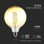 12.5W G125 Żarówka LED Filament / Klosz Bursztynowy / BARWA:2200K / Trzonek:E27