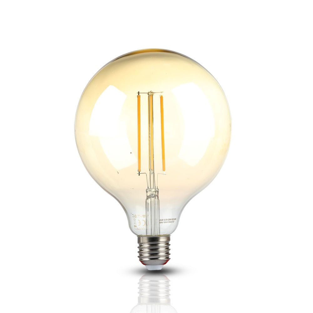 12.5W G125 Żarówka LED Filament / Klosz Bursztynowy / BARWA:2200K / Trzonek:E27