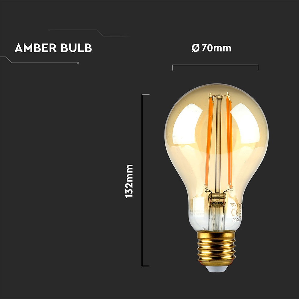 12.5W A70 Żarówka LED Filament / Klosz Bursztynowy / Barwa:2200K / Trzonek:E27