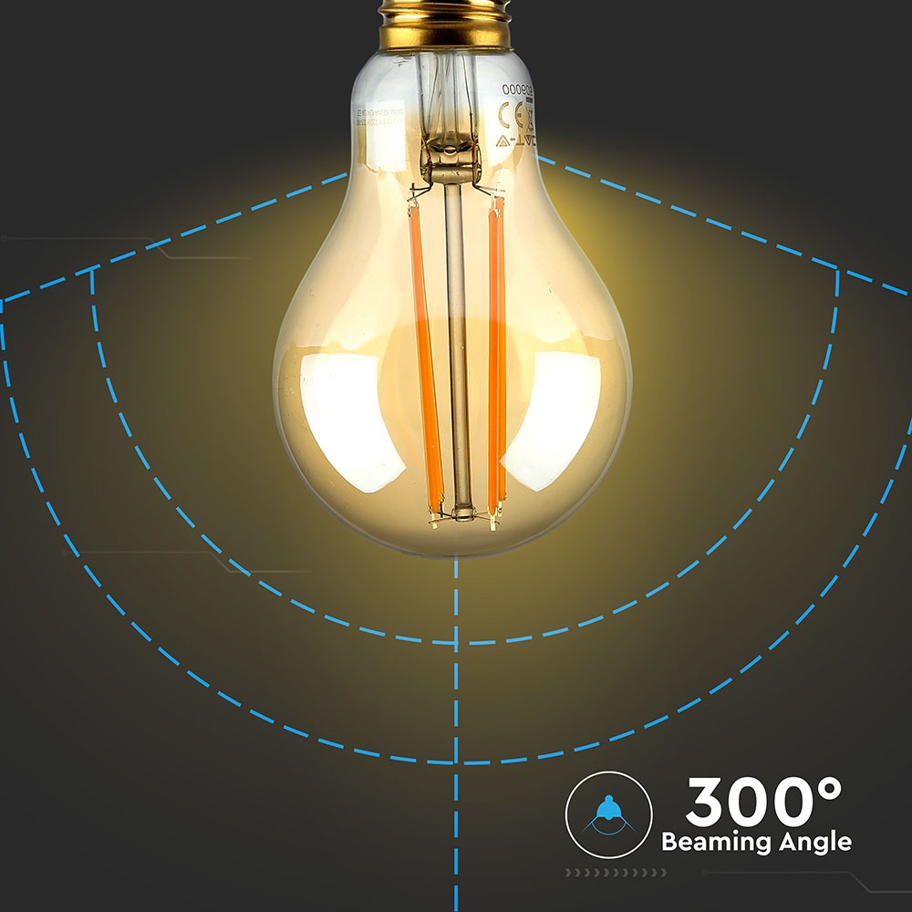 12.5W A70 Żarówka LED Filament / Klosz Bursztynowy / Barwa:2200K / Trzonek:E27