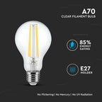 12.5W A70 Żarówka LED Filament / Klosz Transparentny / Barwa:6500K / Trzonek:E27