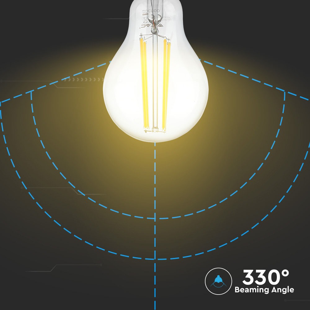 12.5W A70 Żarówka LED Filament / Klosz Transparentny / Barwa:3000K / Trzonek:E27