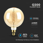 8W G200 Żarówka LED Filament / Barwa:2000K / Ściemniana / Trzonek:E27