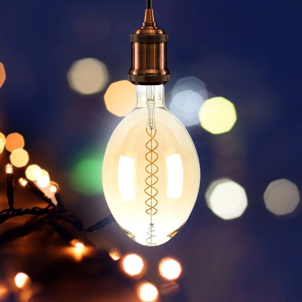 8W Żarówka dekoracyjna LED BF180 / Klosz: Bursztynowy / Barwa:2000K / Ściemniana / Trzonek:E27
