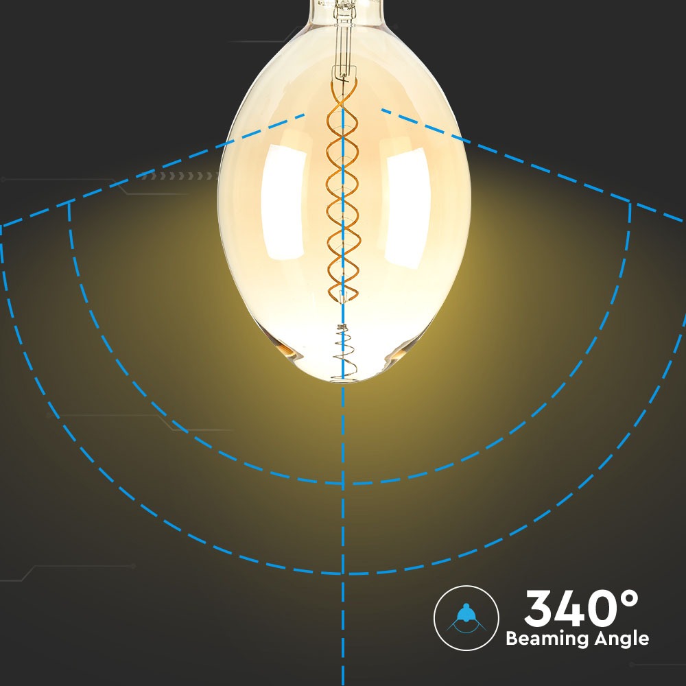 8W Żarówka dekoracyjna LED BF180 / Klosz: Bursztynowy / Barwa:2000K / Ściemniana / Trzonek:E27