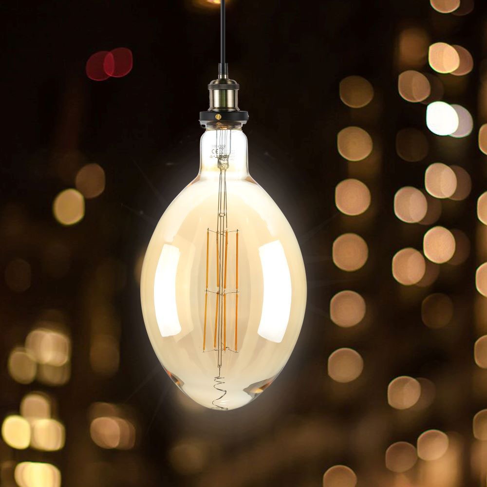 8W Żarówka dekoracyjna LED BF180 / Klosz: Bursztynowy / Barwa:2000K / Ściemniana / Trzonek:E27