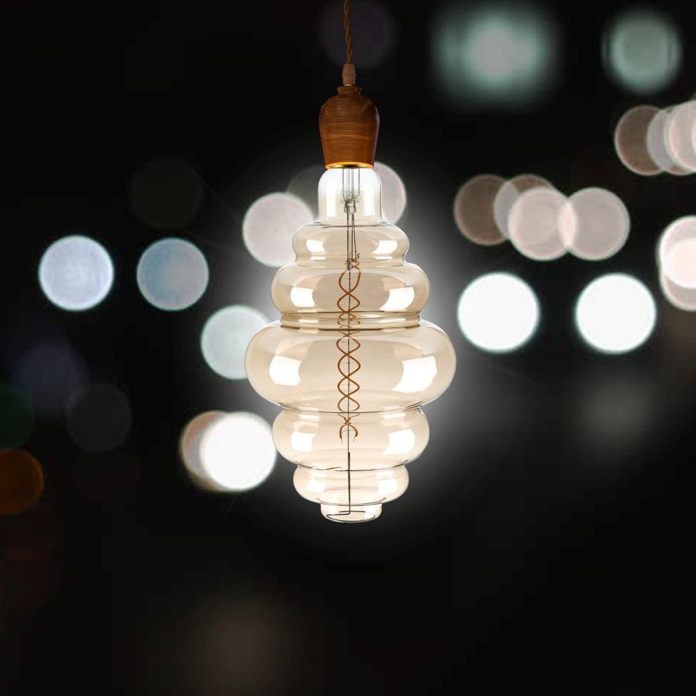 8W Żarówka dekoracyjna LED S200 / Klosz: Bursztynowy / Barwa:2200K / Ściemniana / Trzonek:E27