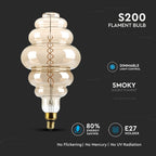 8W Żarówka dekoracyjna LED S200 / Klosz: Bursztynowy / Barwa:2200K / Ściemniana / Trzonek:E27