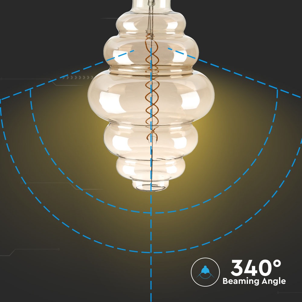 8W Żarówka dekoracyjna LED S200 / Klosz: Bursztynowy / Barwa:2200K / Ściemniana / Trzonek:E27