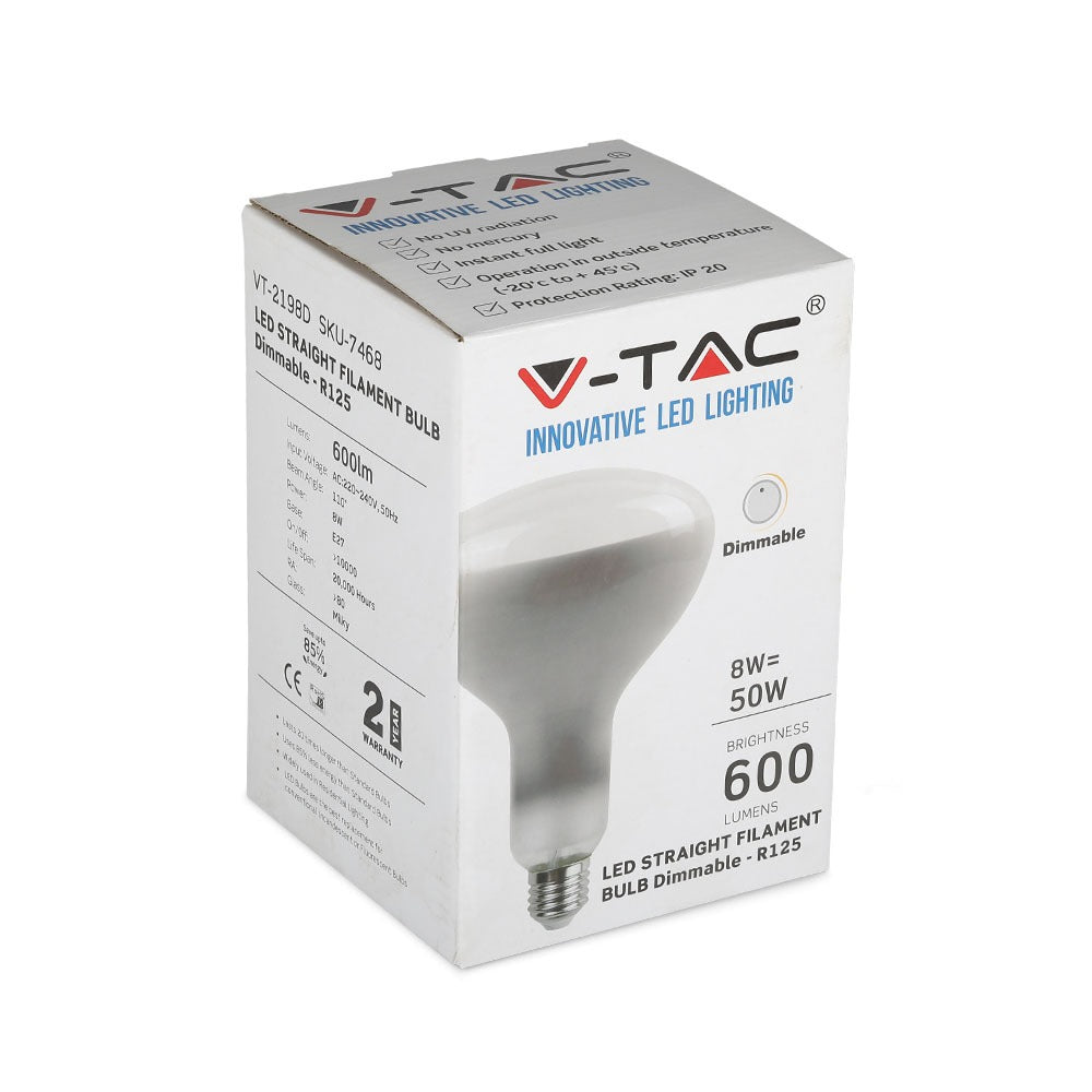 8W Żarówka LED Filament R125 / Barwa:2700K / Ściemniana / Trzonek:E27