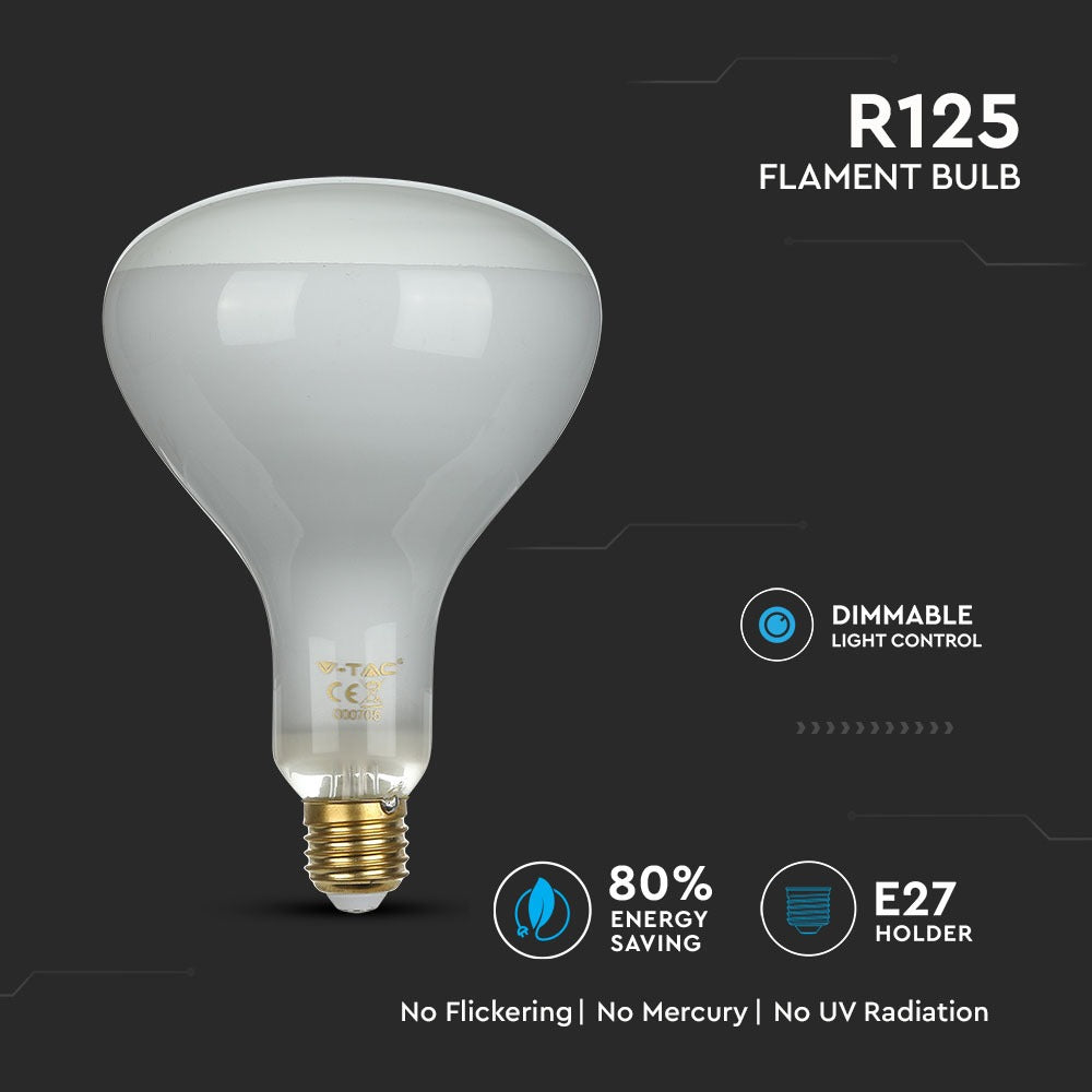 8W Żarówka LED Filament R125 / Barwa:4000K / Ściemniana / Trzonek:E27
